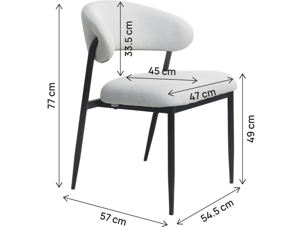 Set van 2 eetkamerstoelen van stof en metaal "Edena" - Lichtgrijs