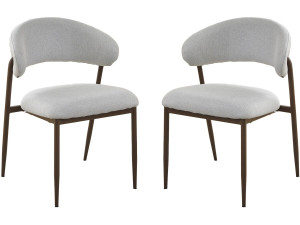 Set van 2 eetkamerstoelen van stof en metaal "Edena" - Lichtgrijs