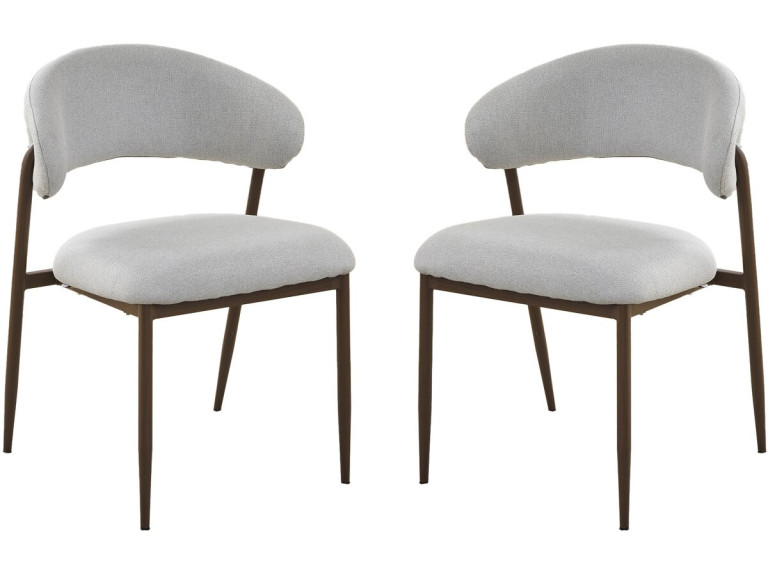 Set van 2 eetkamerstoelen van stof en metaal "Edena" - Lichtgrijs