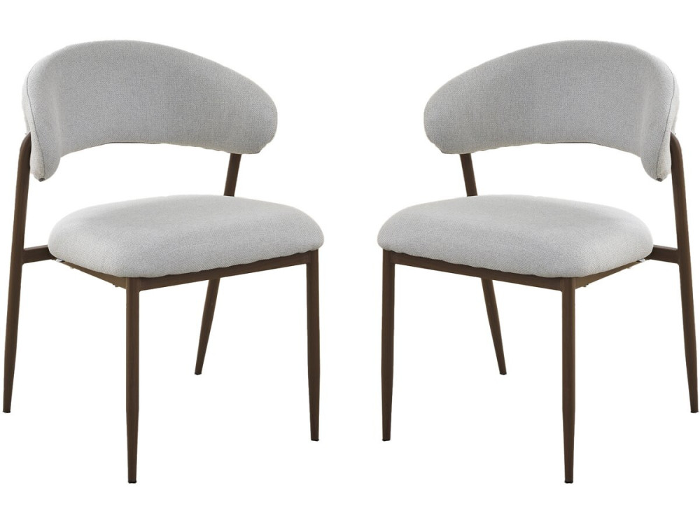 Set van 2 eetkamerstoelen van stof en metaal "Edena" - Lichtgrijs