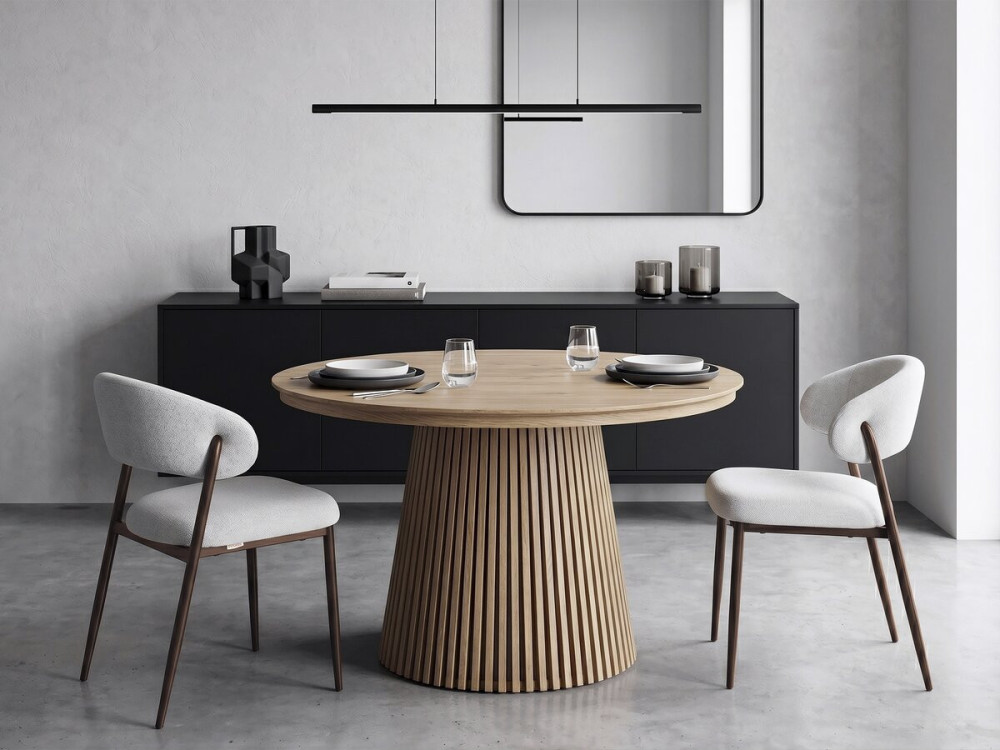 Set van 2 eetkamerstoelen van stof en metaal "Edena" - Lichtgrijs