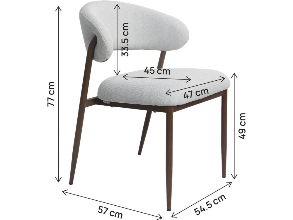 Set van 2 eetkamerstoelen van stof en metaal "Edena" - Lichtgrijs