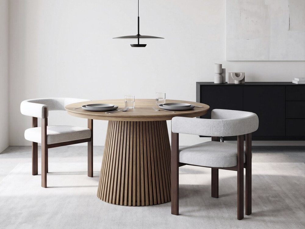 Eetkamerstoel in houtlook "Neora" - Lichtgrijs