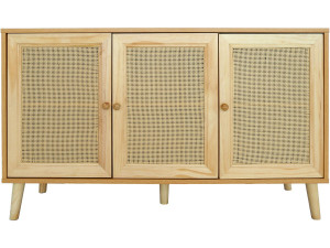 Dressoir commode buffetkast riet "Neuille" - 120 x 40 x 71,5 cm - Beige - lichtbruin