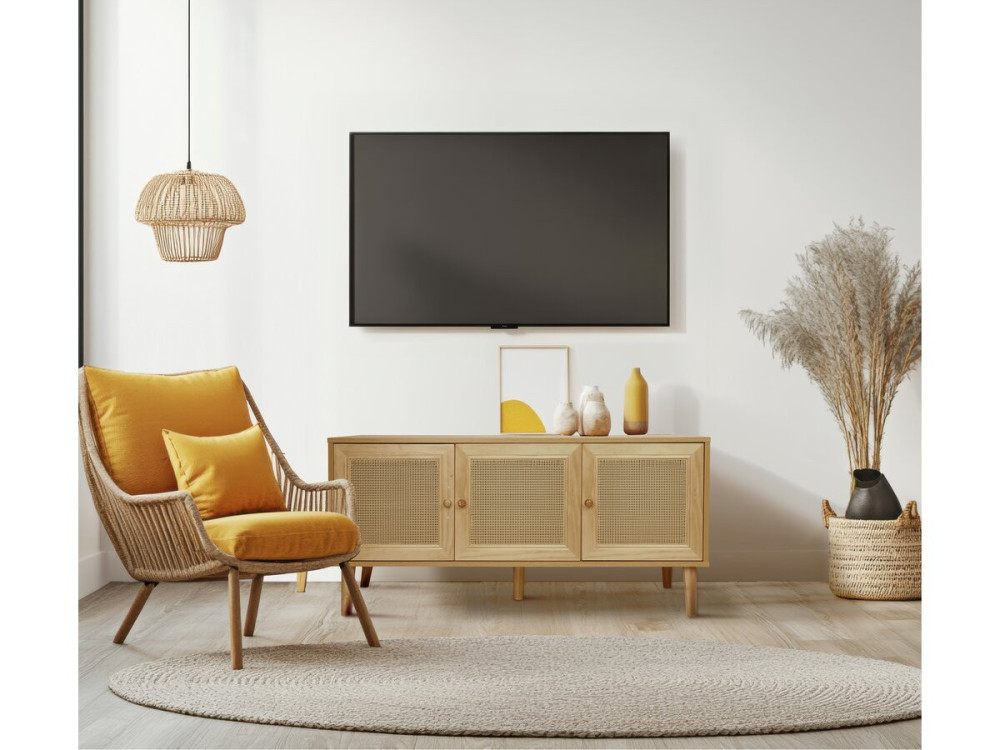 Dressoir commode buffetkast riet "Neuille" - 120 x 40 x 71,5 cm - Beige - lichtbruin