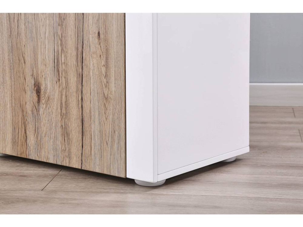 LED dressoir "Bogota" - 155 x 40 x 92 cm - Eiken / Wit gelakt