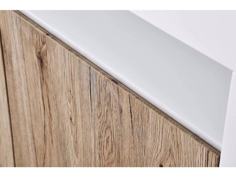 LED dressoir "Bogota" - 155 x 40 x 92 cm - Eiken / Wit gelakt