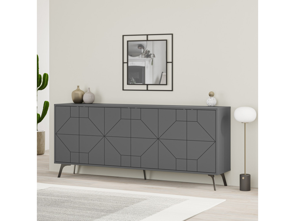 Houten buffetkast "Dune" - 183 x 35 x 77 cm - Antraciet