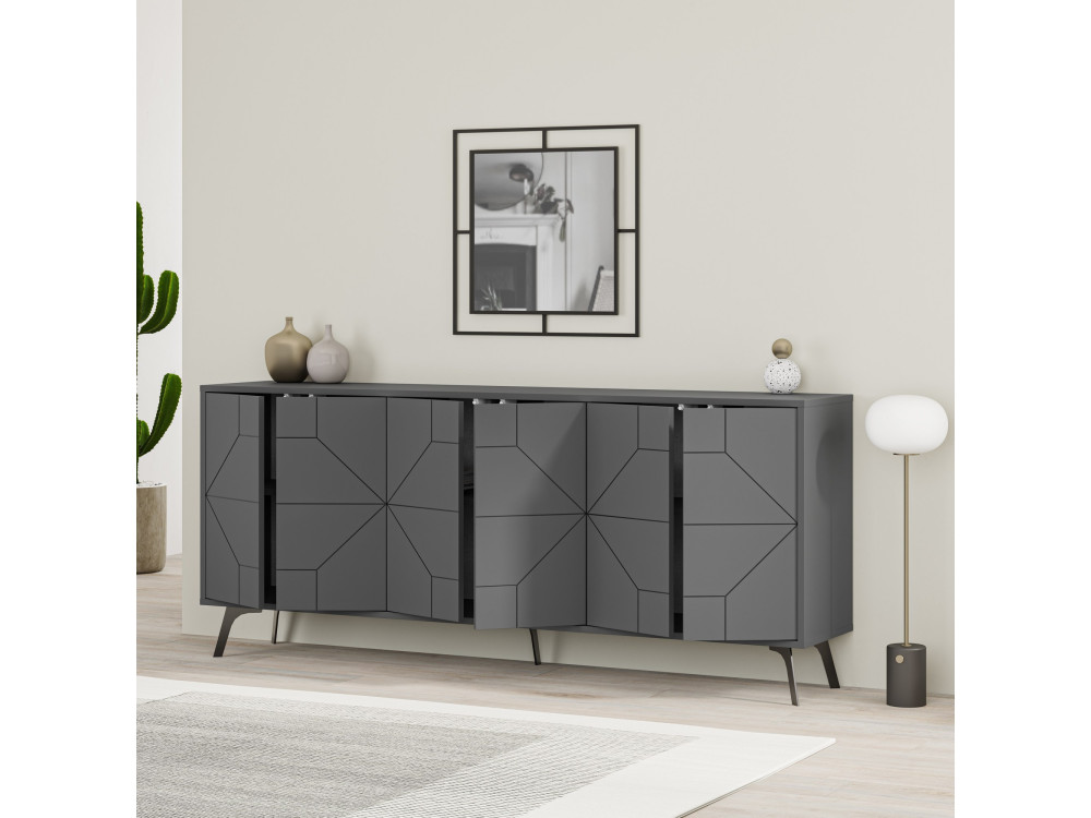 Houten buffetkast "Dune" - 183 x 35 x 77 cm - Antraciet
