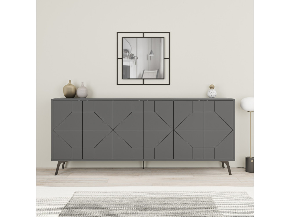 Houten buffetkast "Dune" - 183 x 35 x 77 cm - Antraciet