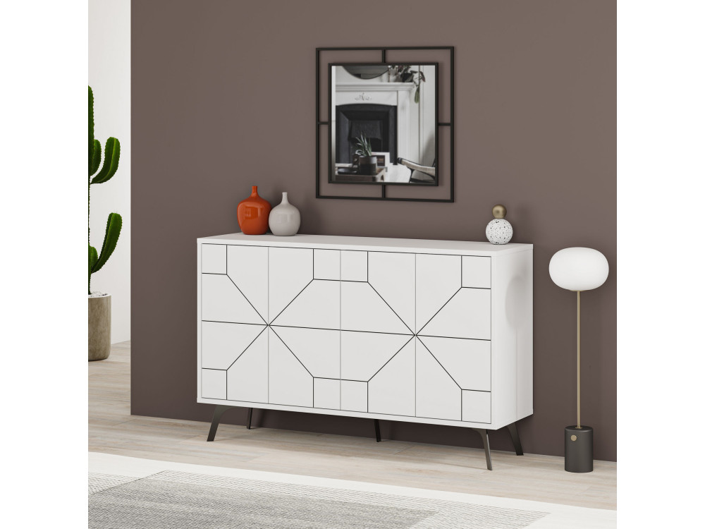 Houten buffetkast "Dune" - 123 x 35 x 62 cm - Wit