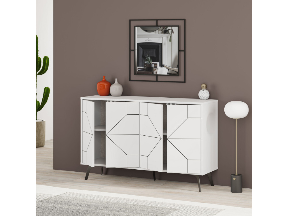 Houten buffetkast "Dune" - 123 x 35 x 62 cm - Wit