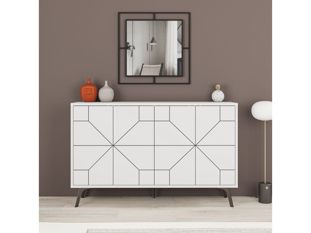 Houten buffetkast "Dune" - 123 x 35 x 62 cm - Wit