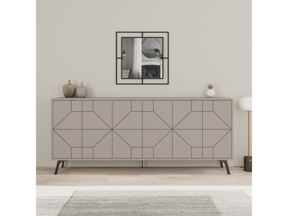 Houten buffetkast "Dune" - 184 x 35 x 77 cm - Licht mokkabruin