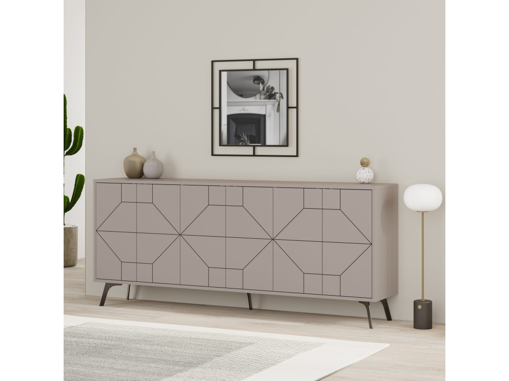 Houten buffetkast "Dune" - 184 x 35 x 77 cm - Licht mokkabruin