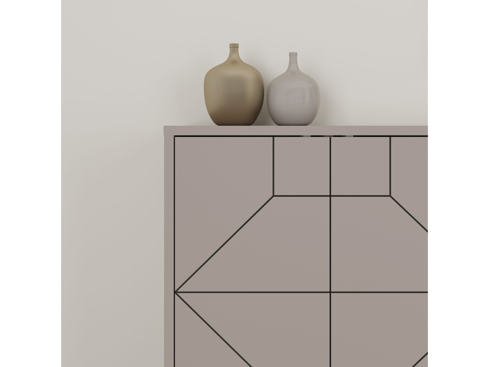 Houten buffetkast "Dune" - 184 x 35 x 77 cm - Licht mokkabruin