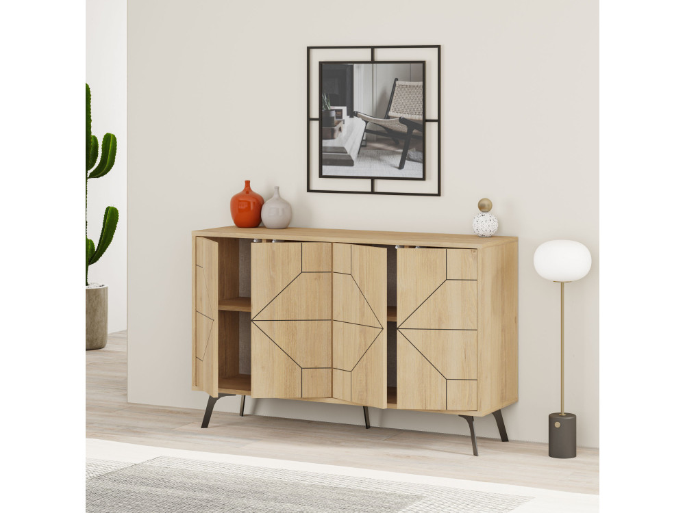 Houten buffetkast "Dune" - 123 x 35 x 62 cm - Beige
