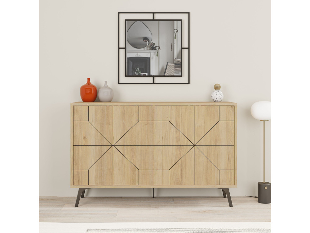 Houten buffetkast "Dune" - 123 x 35 x 62 cm - Beige