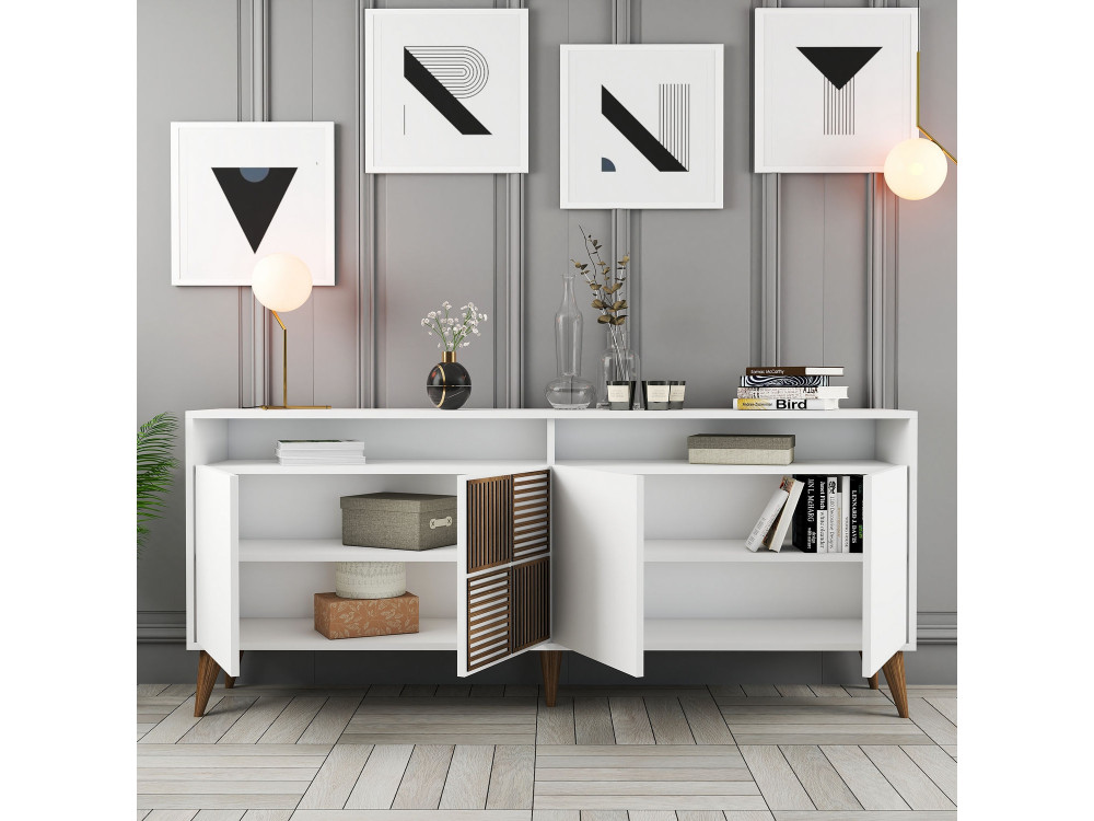 Houten console "Milan" - 180 x 35 x 78 cm - Wit