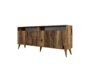 Houten dressoir "Milan" - 180 x 35 x 78 cm - Notelaar