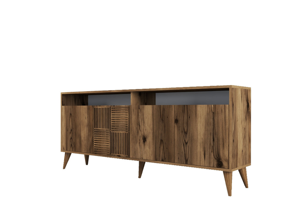 Houten dressoir "Milan" - 180 x 35 x 78 cm - Notelaar