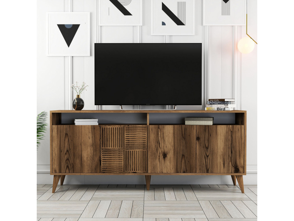 Houten dressoir "Milan" - 180 x 35 x 78 cm - Notelaar