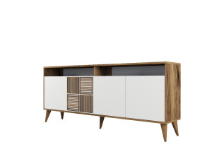 Houten dressoir "Milan" - 180 x 35 x 78 cm - Wit