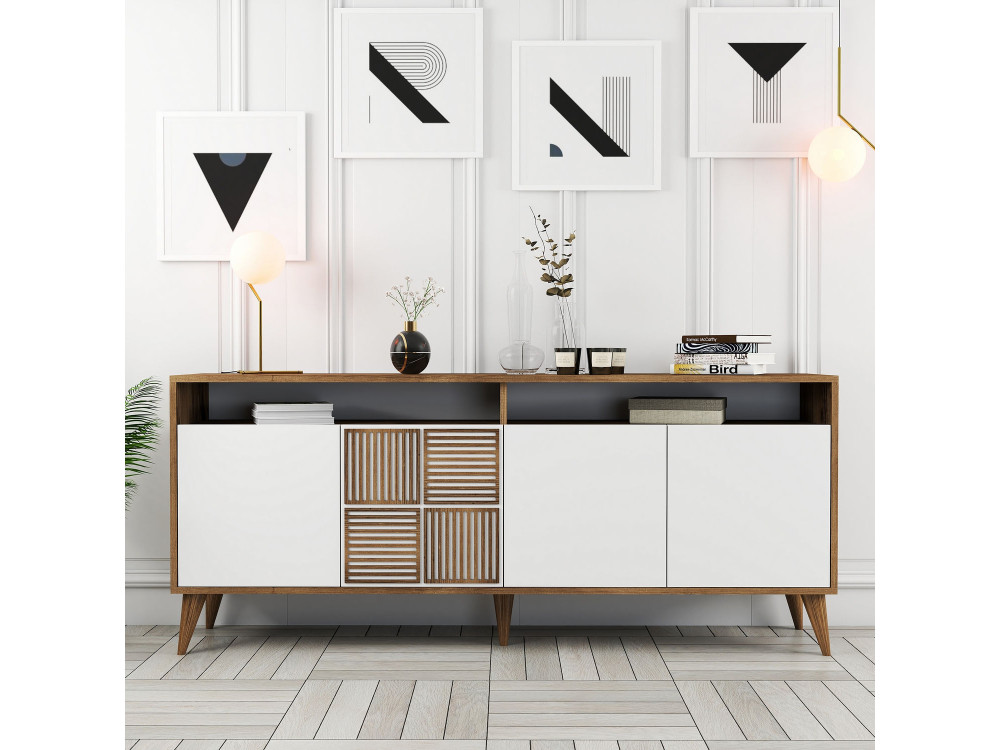 Houten dressoir "Milan" - 180 x 35 x 78 cm - Wit