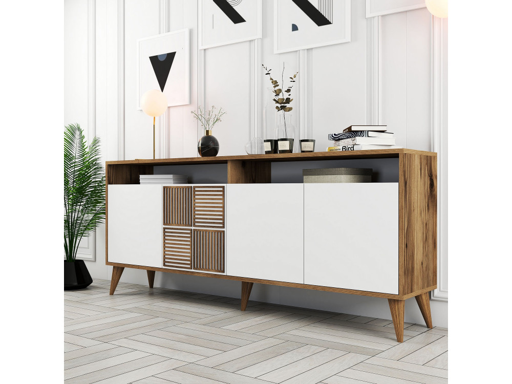 Houten dressoir "Milan" - 180 x 35 x 78 cm - Wit