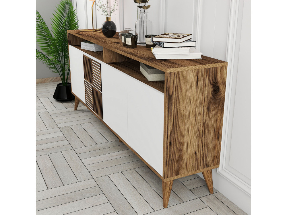 Houten dressoir "Milan" - 180 x 35 x 78 cm - Wit