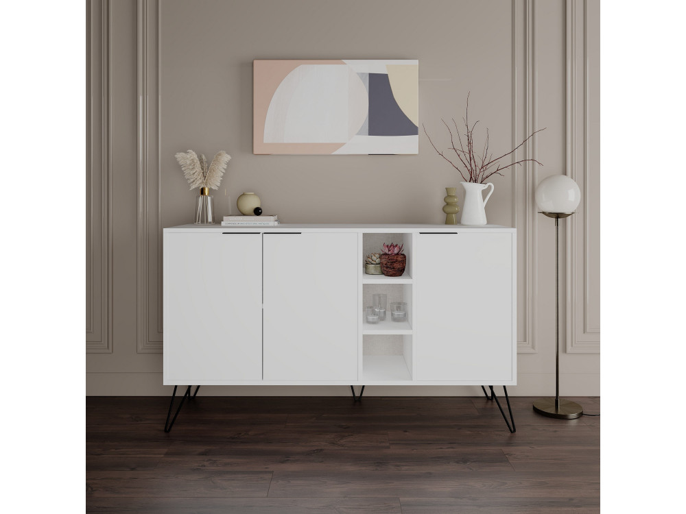 Houten dressoir "Clara" - 142 x 35 x 83 cm - Wit