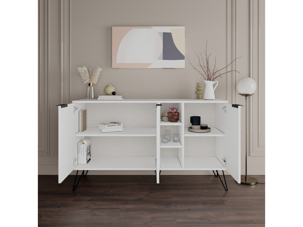 Houten dressoir "Clara" - 142 x 35 x 83 cm - Wit