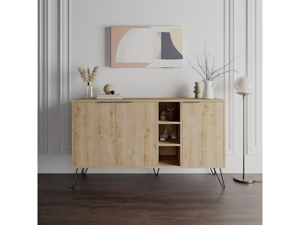 Houten dressoir "Clara" - 142 x 36 x 83 cm - Beige