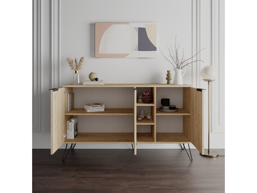 Houten dressoir "Clara" - 142 x 36 x 83 cm - Beige