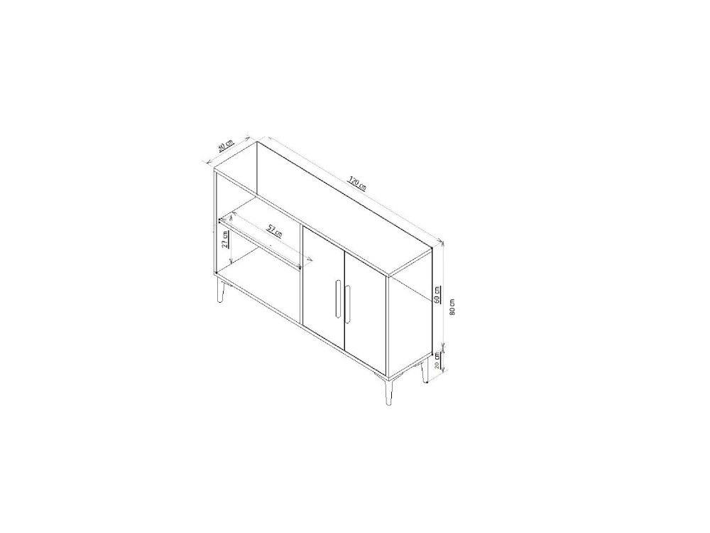 Houten dressoir "Ahart" - 120 x 30 x 80 cm - Goud Saffier Eik