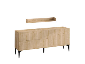 Houten dressoir "Stella" - 180 x 40 x 55 cm - Saffier Eik