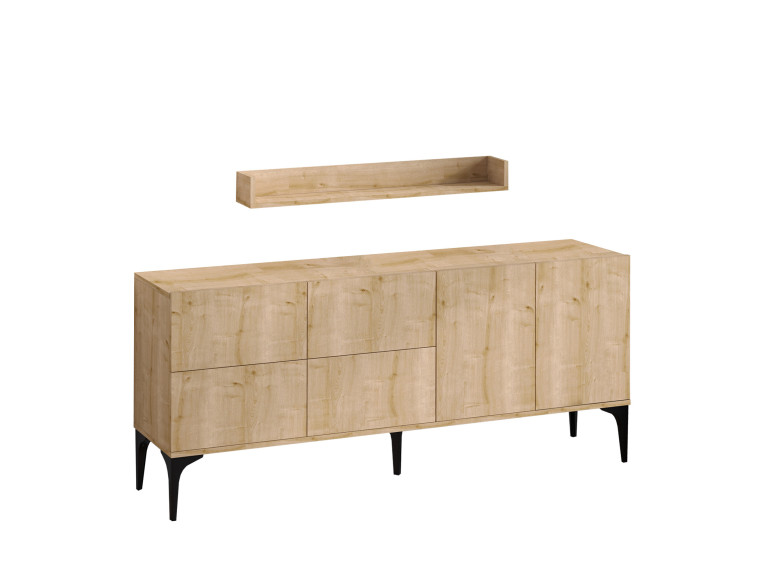 Houten dressoir "Stella" - 180 x 40 x 55 cm - Saffier Eik