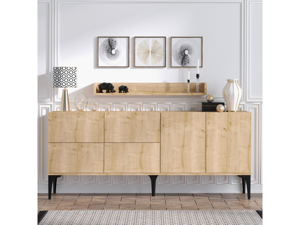 Houten dressoir "Stella" - 180 x 40 x 55 cm - Saffier Eik