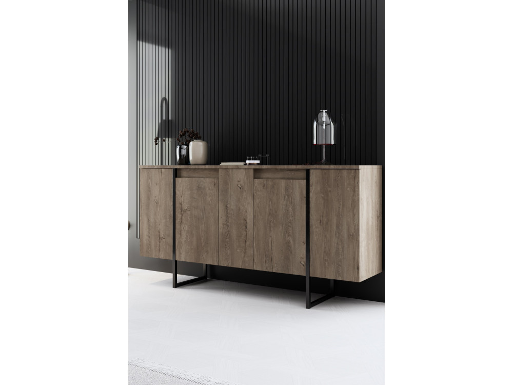 Luxe" houten buffetkast - 160 x 35 x 80 cm - Zwart Noten