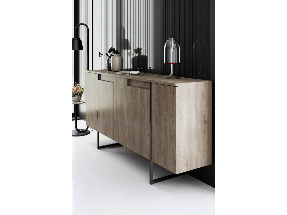 Luxe" houten buffetkast - 160 x 35 x 80 cm - Zwart Noten