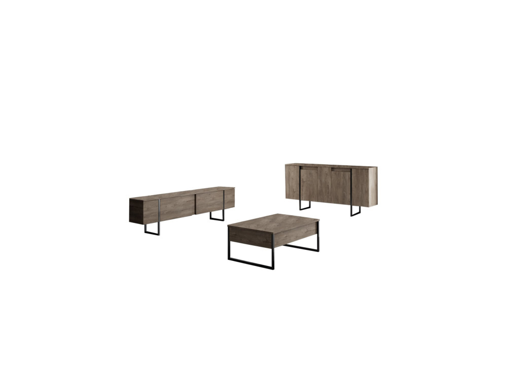 Luxe" houten buffetkast - 160 x 35 x 80 cm - Zwart Noten