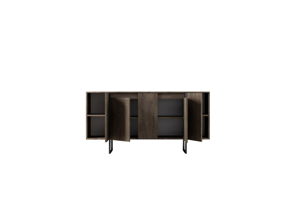 Luxe" houten buffetkast - 160 x 35 x 80 cm - Zwart Noten