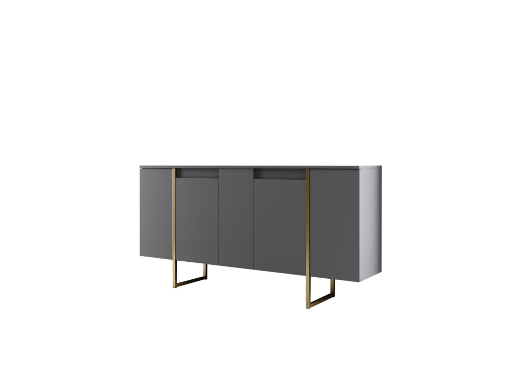 Luxe" houten dressoir - 160 x 35 x 80 cm - Antraciet Goud
