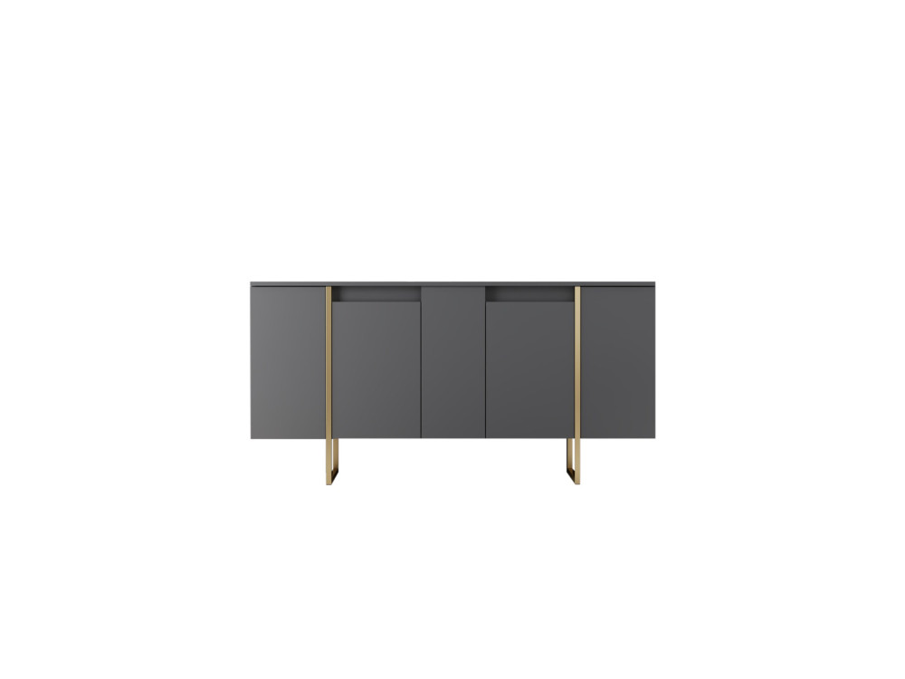 Luxe" houten dressoir - 160 x 35 x 80 cm - Antraciet Goud