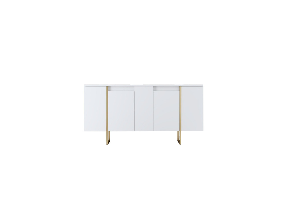 Luxe" houten buffetkast - 160 x 35 x 80 cm - Witgoud