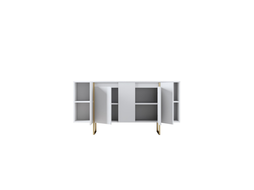 Luxe" houten buffetkast - 160 x 35 x 80 cm - Witgoud