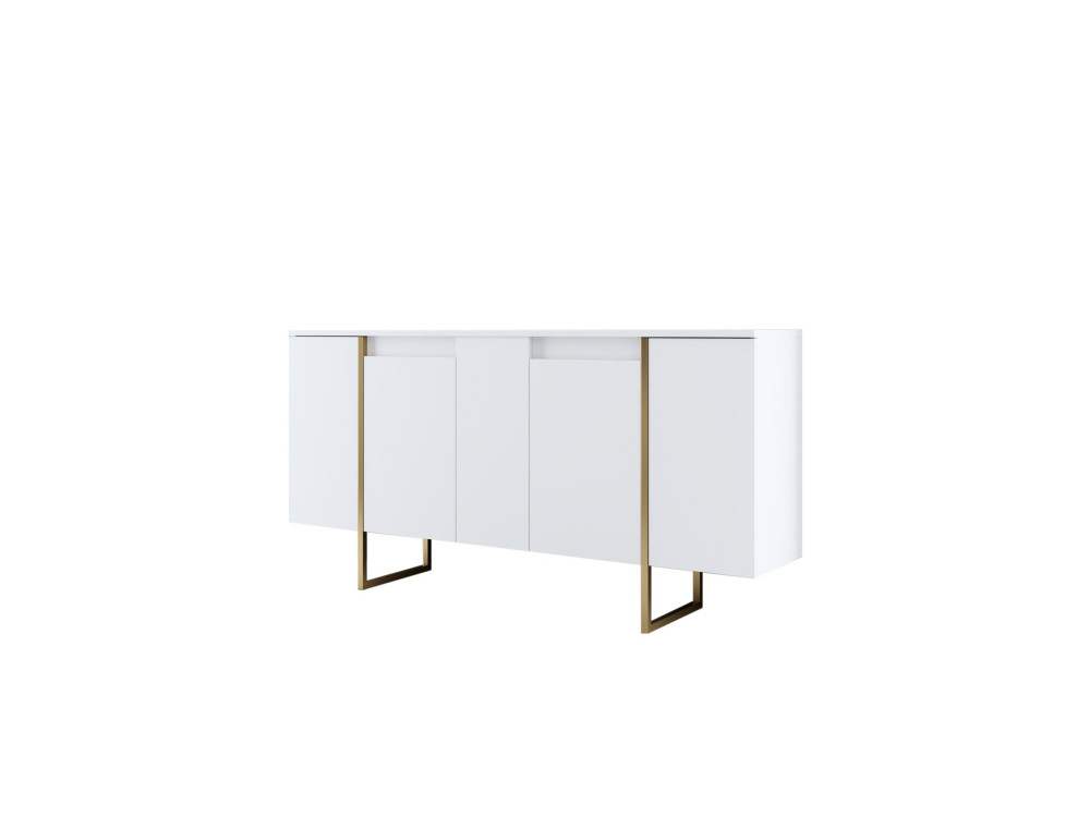 Luxe" houten buffetkast - 160 x 35 x 80 cm - Witgoud
