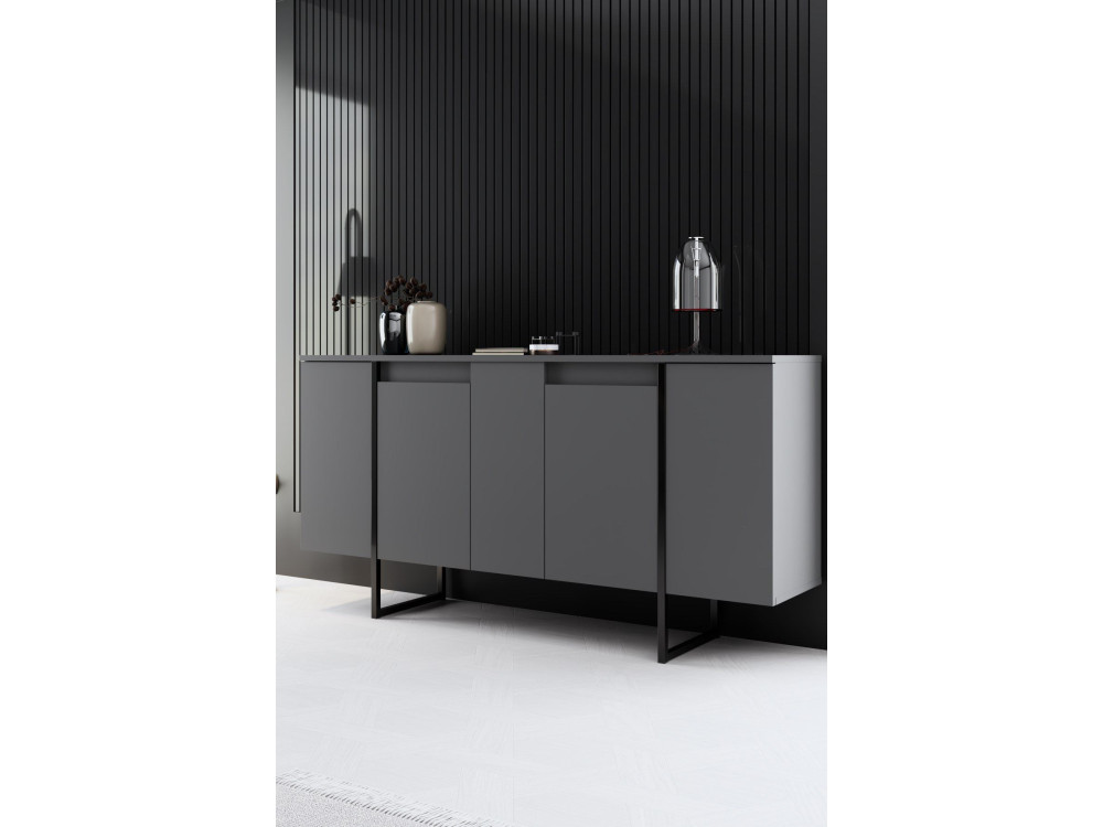 Houten dressoir "Luxe" - 160 x 35 x 80 cm - Antracietgrijs