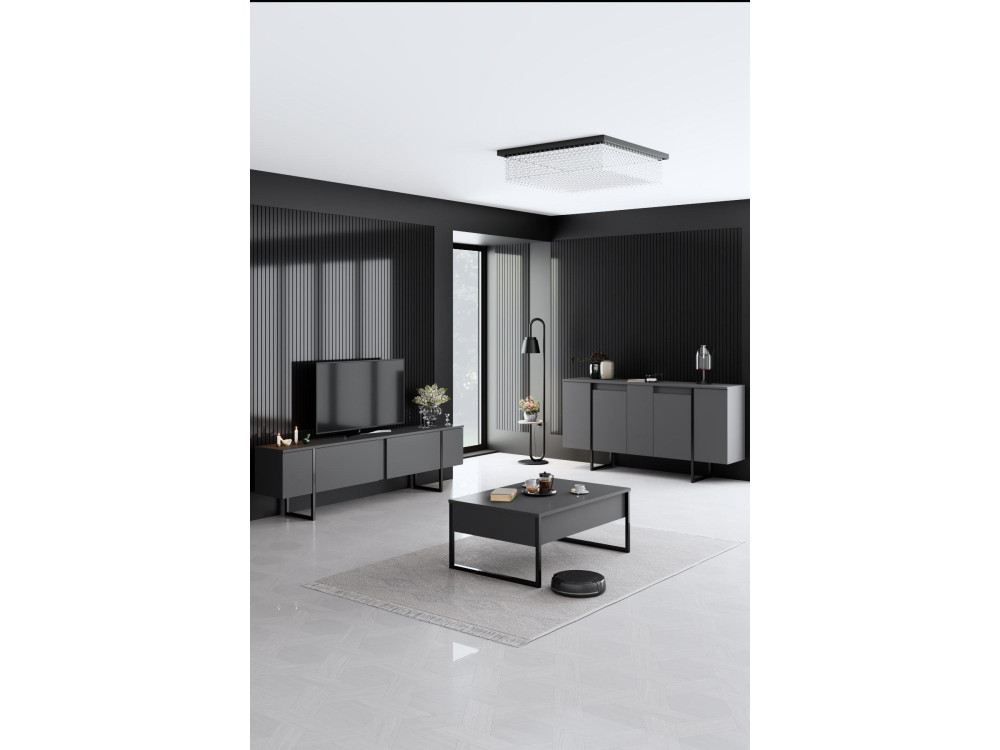 Houten dressoir "Luxe" - 160 x 35 x 80 cm - Antracietgrijs