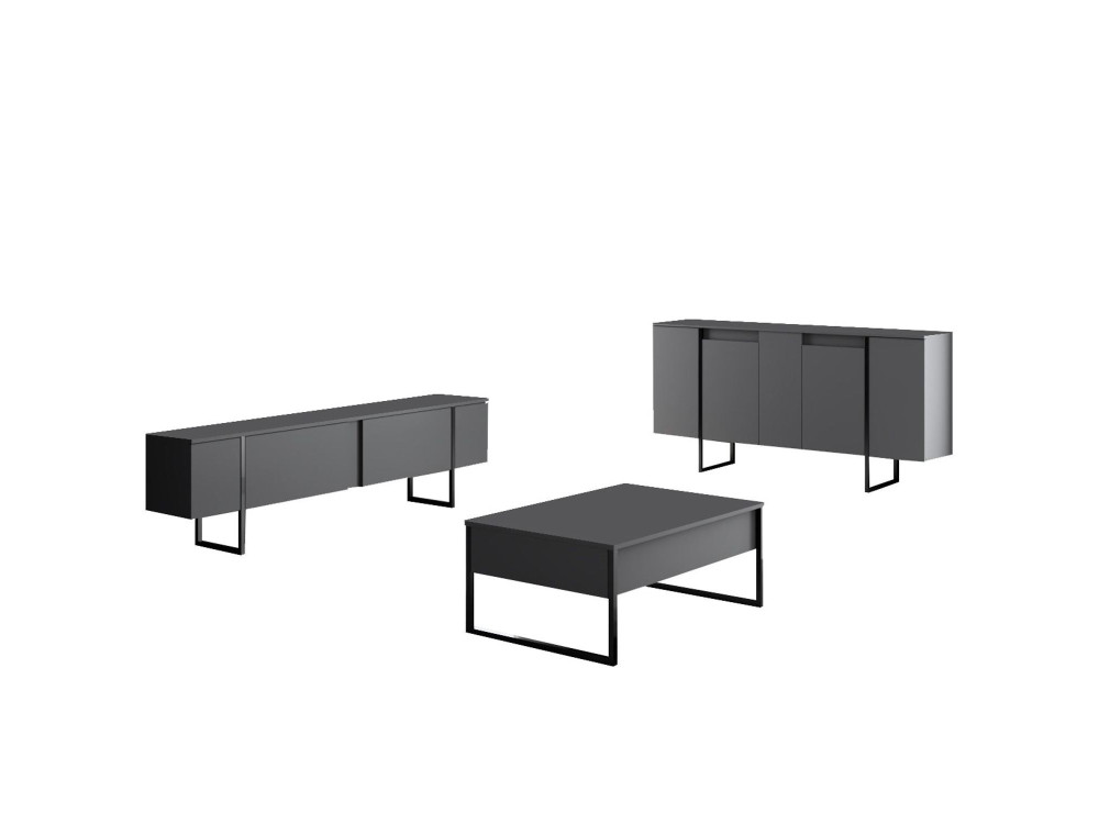 Houten dressoir "Luxe" - 160 x 35 x 80 cm - Antracietgrijs